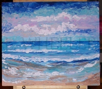 Puddle Paint Beaches 8X10 SAMPLE PAINTING by Laura Wheeler