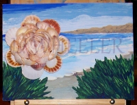 GONE! Bloomin Acrylic And Seashell Painting by Laura Wheeler