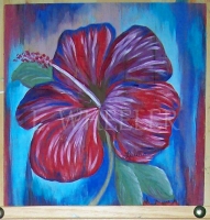 SOLD! Tropical Hibiscus Gouache Watercolor Painting by Laura Wheeler
