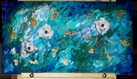 Magnolia Maelstrom Acrylic And Seashell Painting by Laura Wheeler