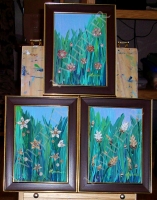 Seashells In The Meadow Acrylic And Seashell Painting by Laura Wheeler