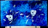 Midnight Magnolias Acrylic And Seashell Painting by Laura Wheeler