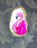 SOLD! No Yo-Yo Acrylic and Felt Pen Painting On Oystershell by Laura Wheeler