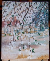 Old Homestead Orchard Watercolor and Acrylic Painting by Laura Wheeler