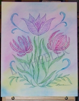 Ragged Grace Pen & Chalk Painting by Laura Wheeler