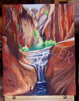 Water In Red Acrylic Painting by Laura Wheeler