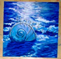 SOLD! Conched Acrylic Painting by Laura Wheeler