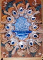 Shell Shock Seashell and Acrylic Dimensional Painting by Laura Wheeler