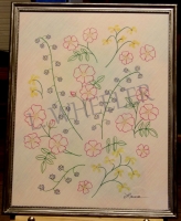Sprigs Pen & Colored Pencil Painting by Laura Wheeler