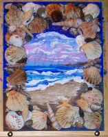 Storm Ridden Acrylic And Seashell Painting by Laura Wheeler