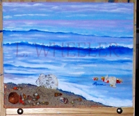 Tossed Acrylic and Seashell Painting by Laura Wheeler