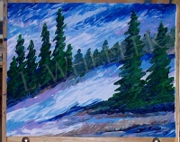 Treeline Breathy Acrylic Painting by Laura Wheeler