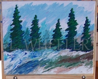 Treeline Murmur Acrylic Painting by Laura Wheeler