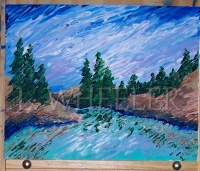 SOLD! Treeline Serenity Acrylic Painting by Laura Wheeler