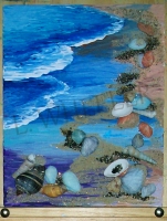 Seashell Beaches 8X10 SAMPLE PAINTING by Laura Wheeler