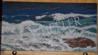 SOLD! Wave On Acrylic Painting by Laura Wheeler