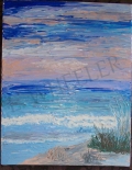 Puddle Paint Beaches 8X10 SAMPLE PAINTING by Laura Wheeler