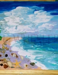 Seashell Puddle Beaches 8X10 SAMPLE PAINTING by Laura Wheeler